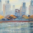 Pinturas y objetos textiles que remiten al paisaje desde dos miradas sobre el espacio.